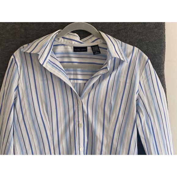 New York Co Stretch Blouse Stripe LS Button Front Women Large Lot of 2 - Picture 12 of 16